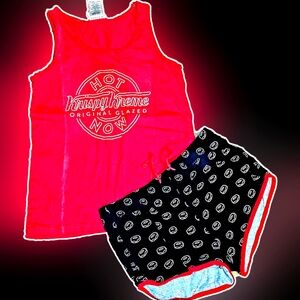 Krispy Kreme Red Tank and Black Shorts Set Sz SMALL